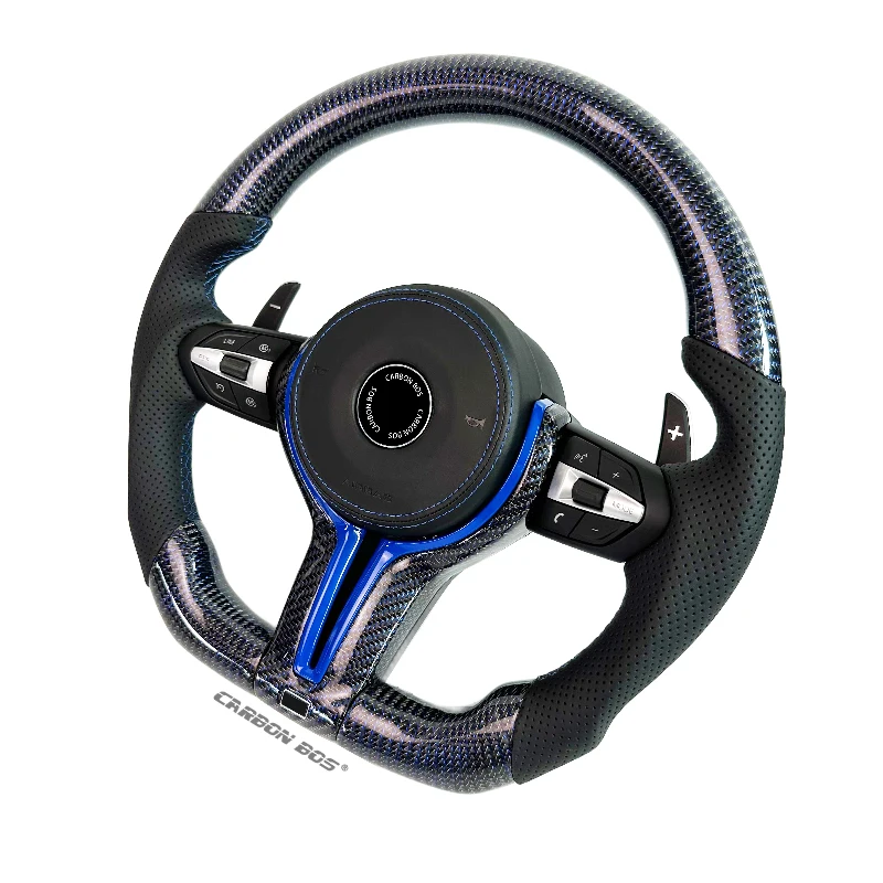 Blue Carbon Fiber Leather Steering Wheel For BMW F35 F10 F80 F20 F30 M Series Sports Steering Wheel