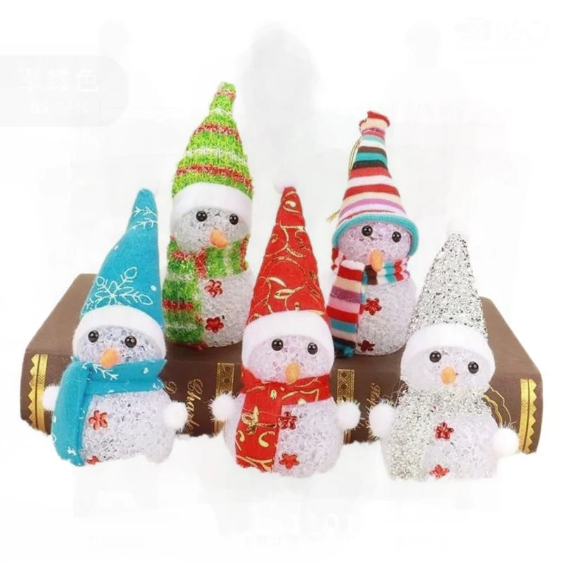 

Crystal Particle Luminous Snowman Night Light - Colorful Glitter PVC Decorative Christmas Atmosphere Ornaments Large Medium