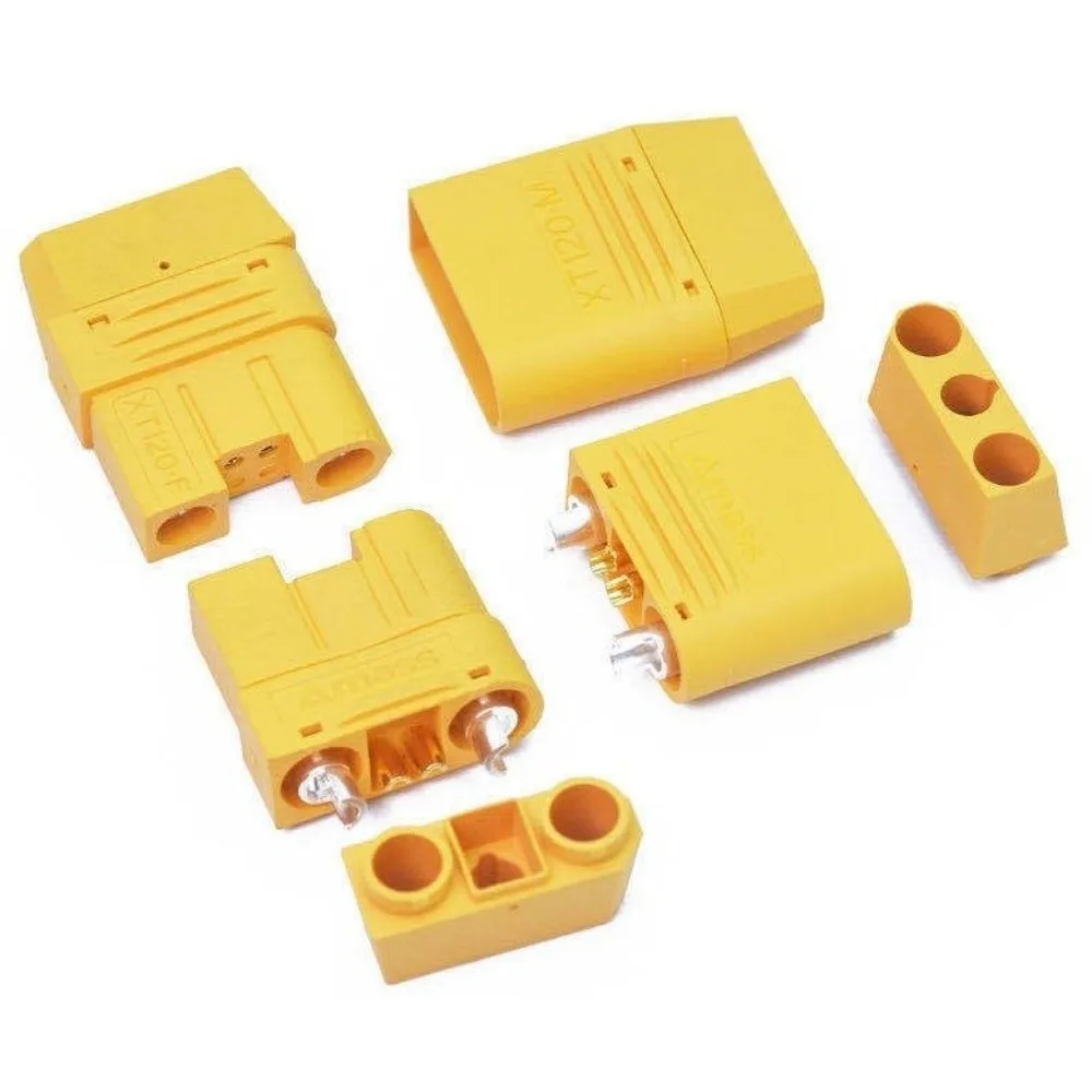 Gold-Plated XT120(2+2) Charging Plug 60A High Current 2+2 Pin Layout Solder Wire Connector with Signal Pin LI Battery Connector