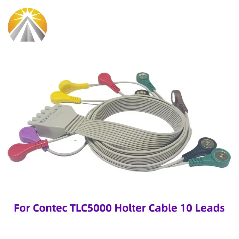 10 Pin ECG Cable 10 Leadwires 12 ECG Channels for Contec TLC4000 TLC5000 TLC6000 Old Type Holter Recorder Device Snap 4.0 IEC