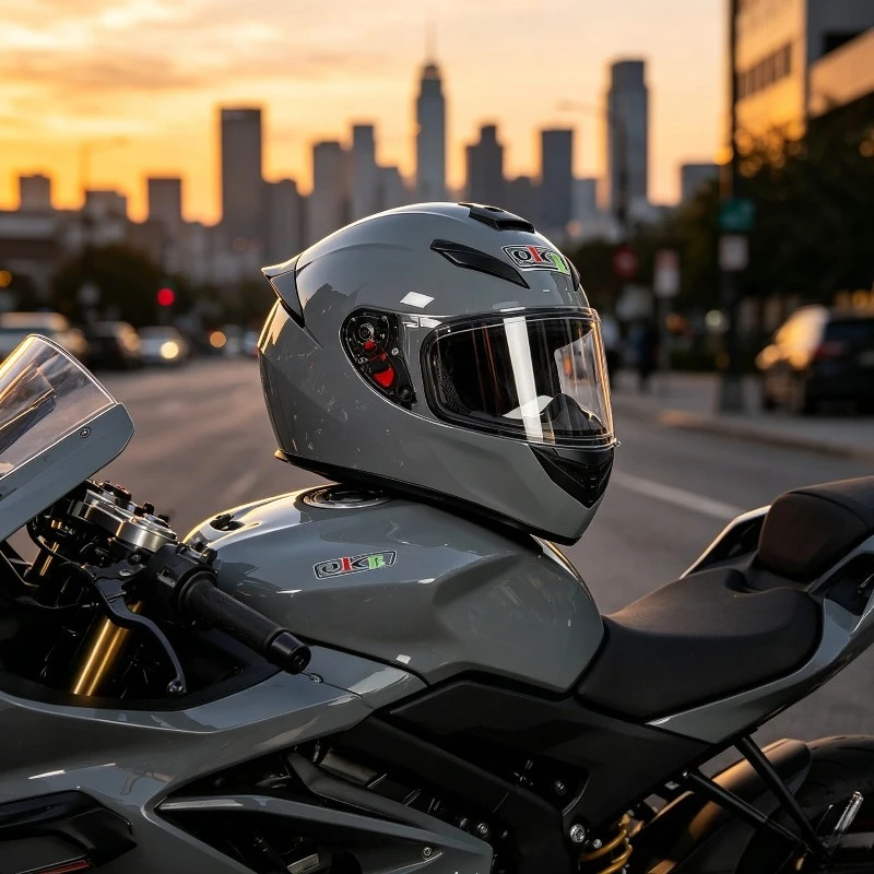 Qike All-Season Carbon Fiber Full Face Motorcycle Helmet, Shockproof Lightweight Stylish Safety Helmet for Men Women Riders