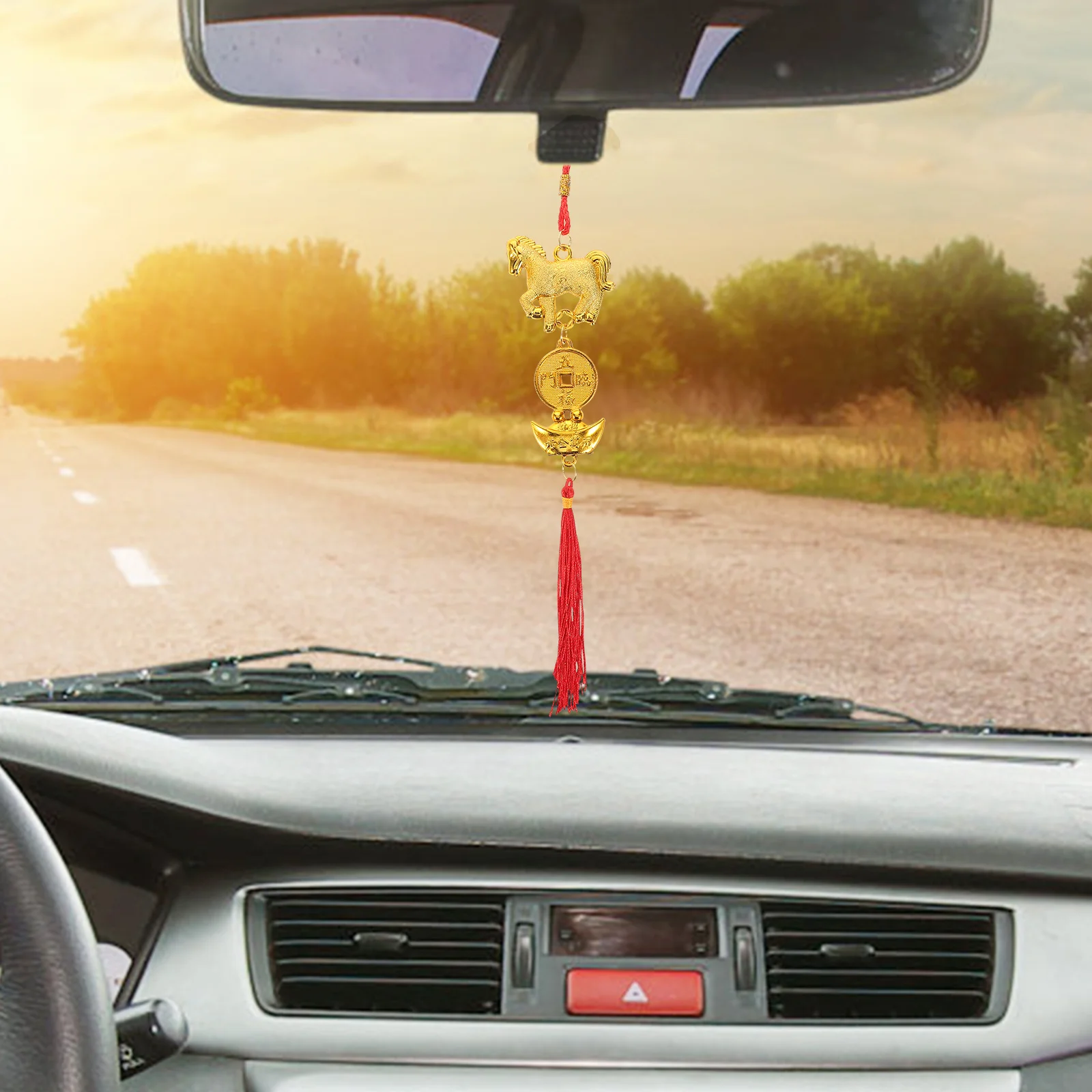 6 قطعة المعلقات سنة الحصان 2026 السنة الصينية الجديدة حلي معلقة لسيارة مرآة الرؤية الخلفية مهرجان الربيع زينة #4