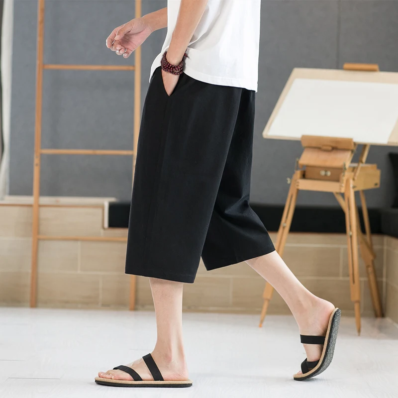 Casual Men's Pants Summer Capris Loose Fitting Korean Version  Fashionable Comfortable and Versatile for Daily