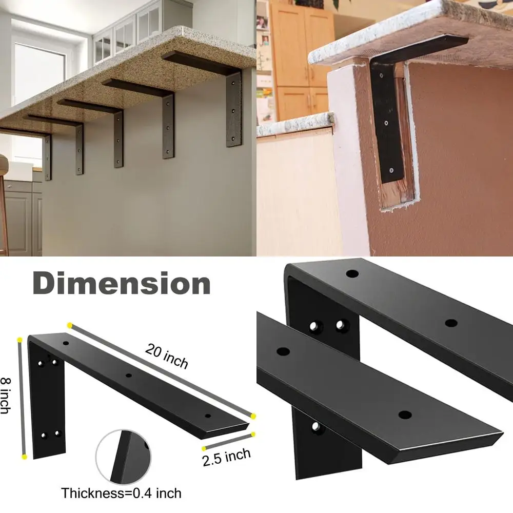 

Сверхмощные L-образные кронштейны толщиной 3/8 в упаковке из 2 штук для столешниц 20 x 8, подходят для кварца, гранита, дерева, бетона, ламината, Bla