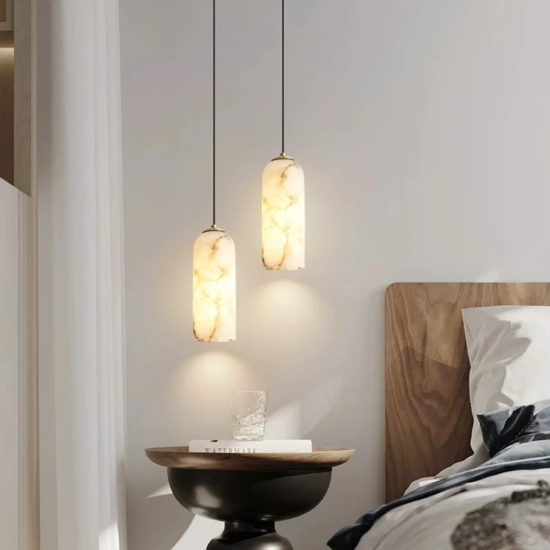 

Nordic Minimalist Luxury Spanish Marble Pendant Light LED Bedroom Bedside Dining Room High Quality Home Decor Small Hanging Lamp