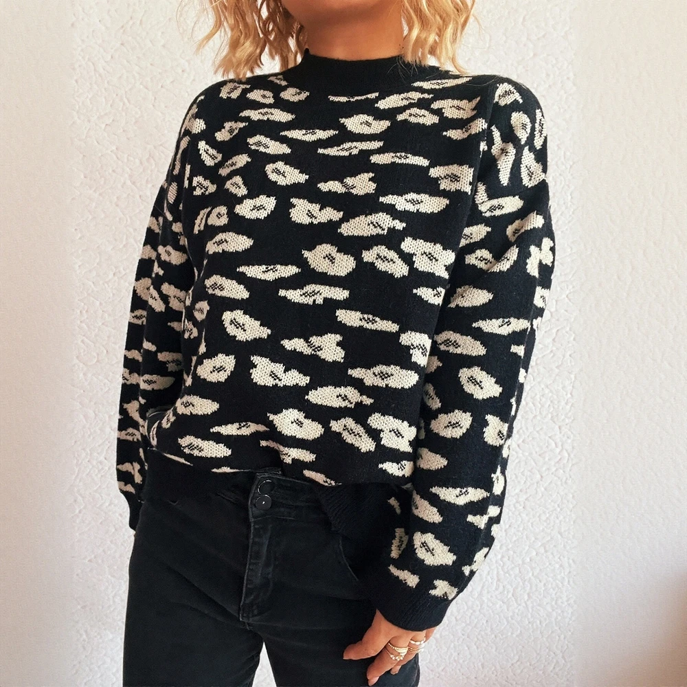 

Свитер с длинным рукавом и круглым вырезом, осенне-зимняя одежда для поездок на работу, прямой дизайн, модный женский топ