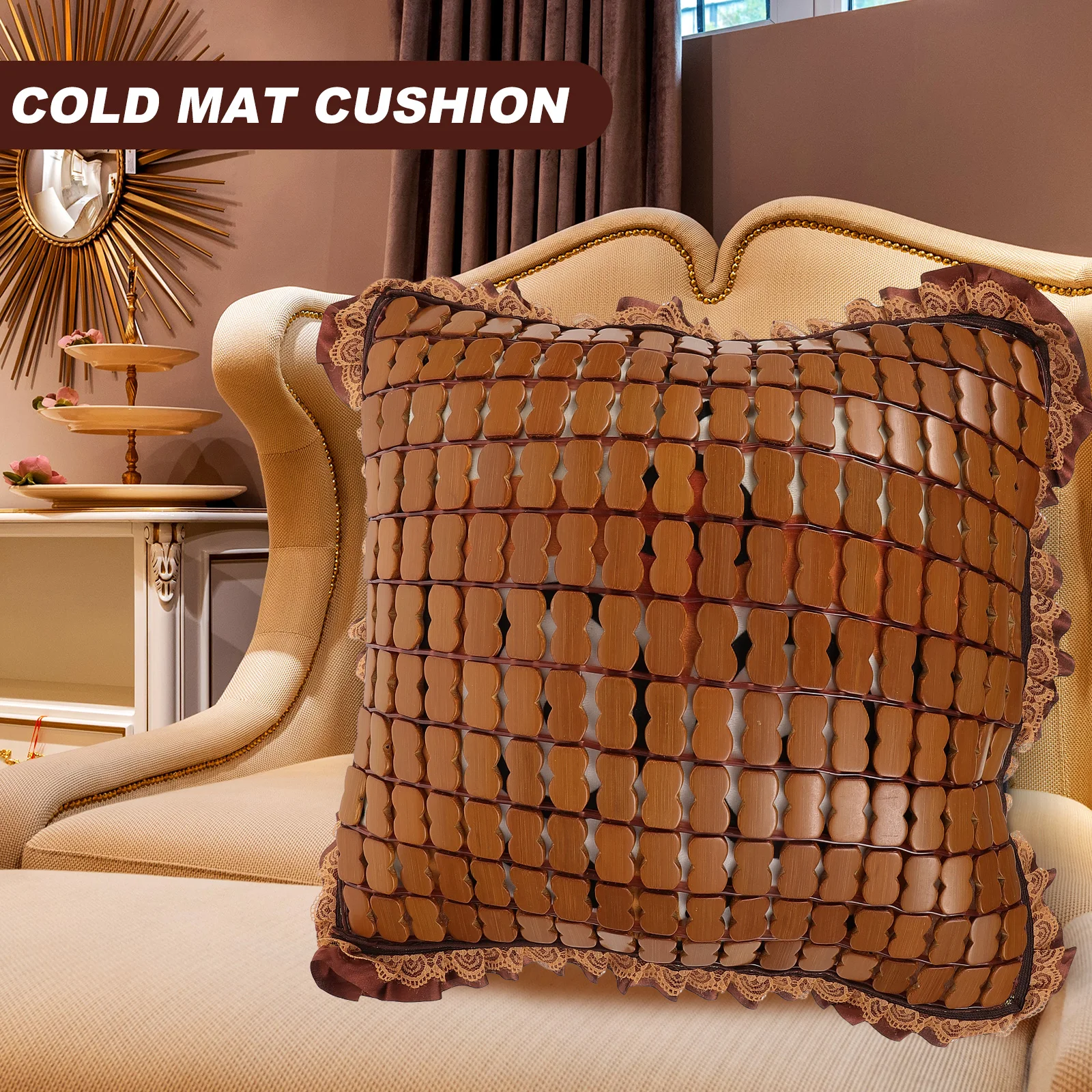 

Cool Mat Pillowcase 35x35 Light Brown Bamboo Office Cushion Covers Breathable Sofa Throw Pillow Cases Decorative Home