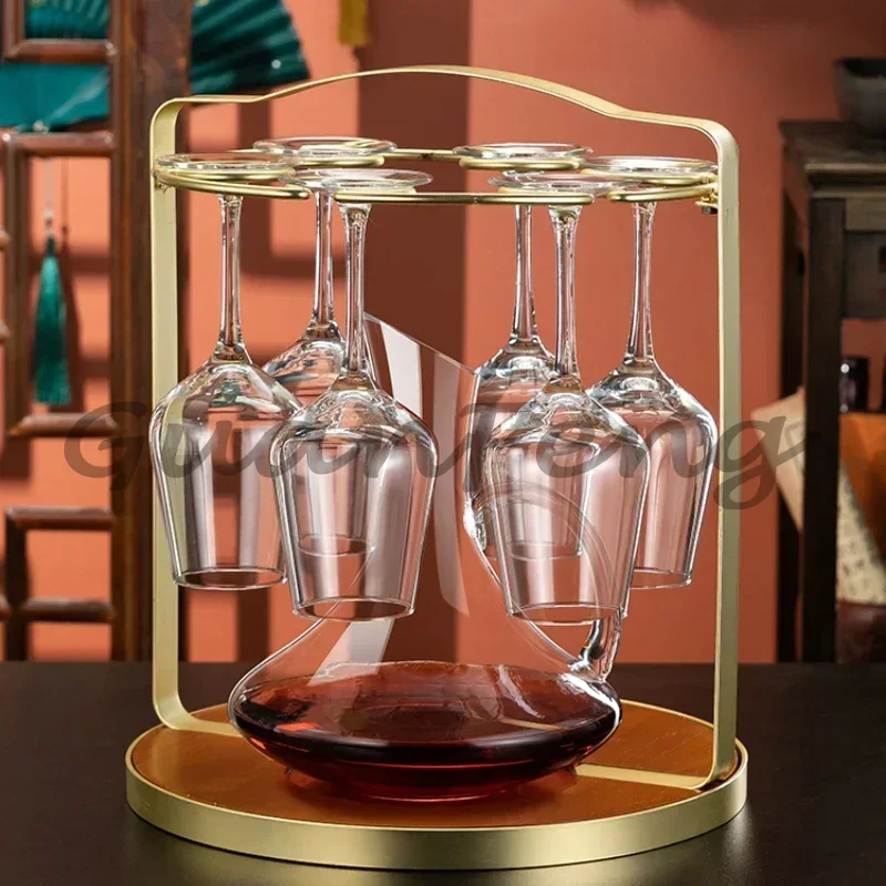 Modern Home Bar Stemware Hanger, Luxury Tall Pole Wine Glass Rack, Upside Down Goblet Storage & Display