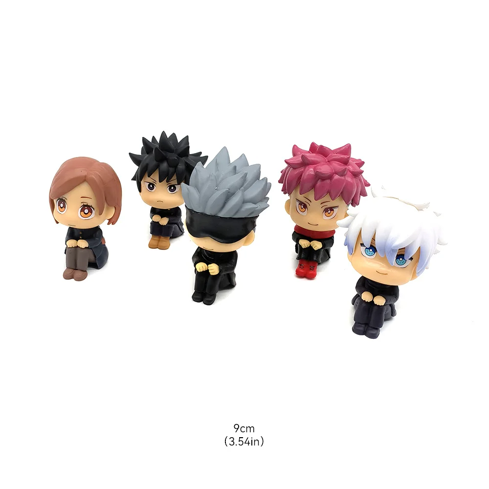 5PCS/Set Q Version Anime Figure Gojo Satoru Children Toy Handheld Office Fushiguro Megumi Anime Figures Ornaments Jujutsu Kaisan