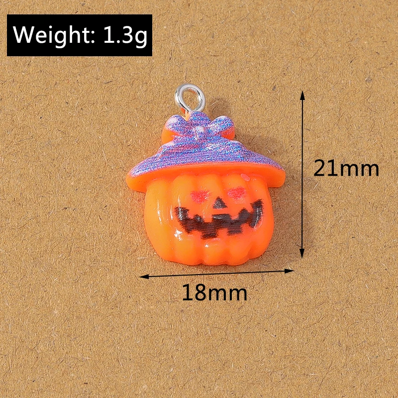 10 Stück niedlichen Harz Halloween Ghost Pumpkin Charms Anhänger für Schmuck machen Halskette Ohrringe DIY Armband Zubehör liefert – Detail 12