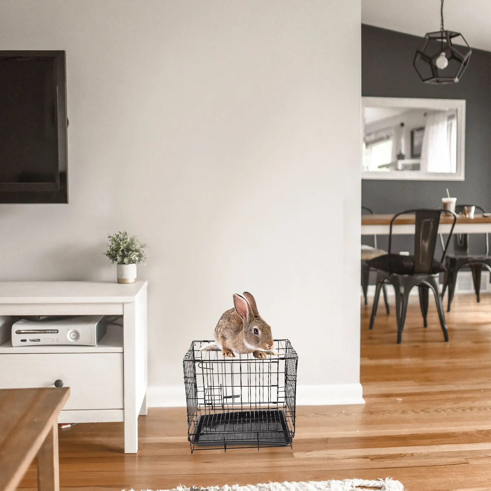 

1 set Removable Tray Pet Cage for Dogs Iron Wire Durable Easy Assembly Lock Outdoor Indoor Dog Kennel Metal Crate