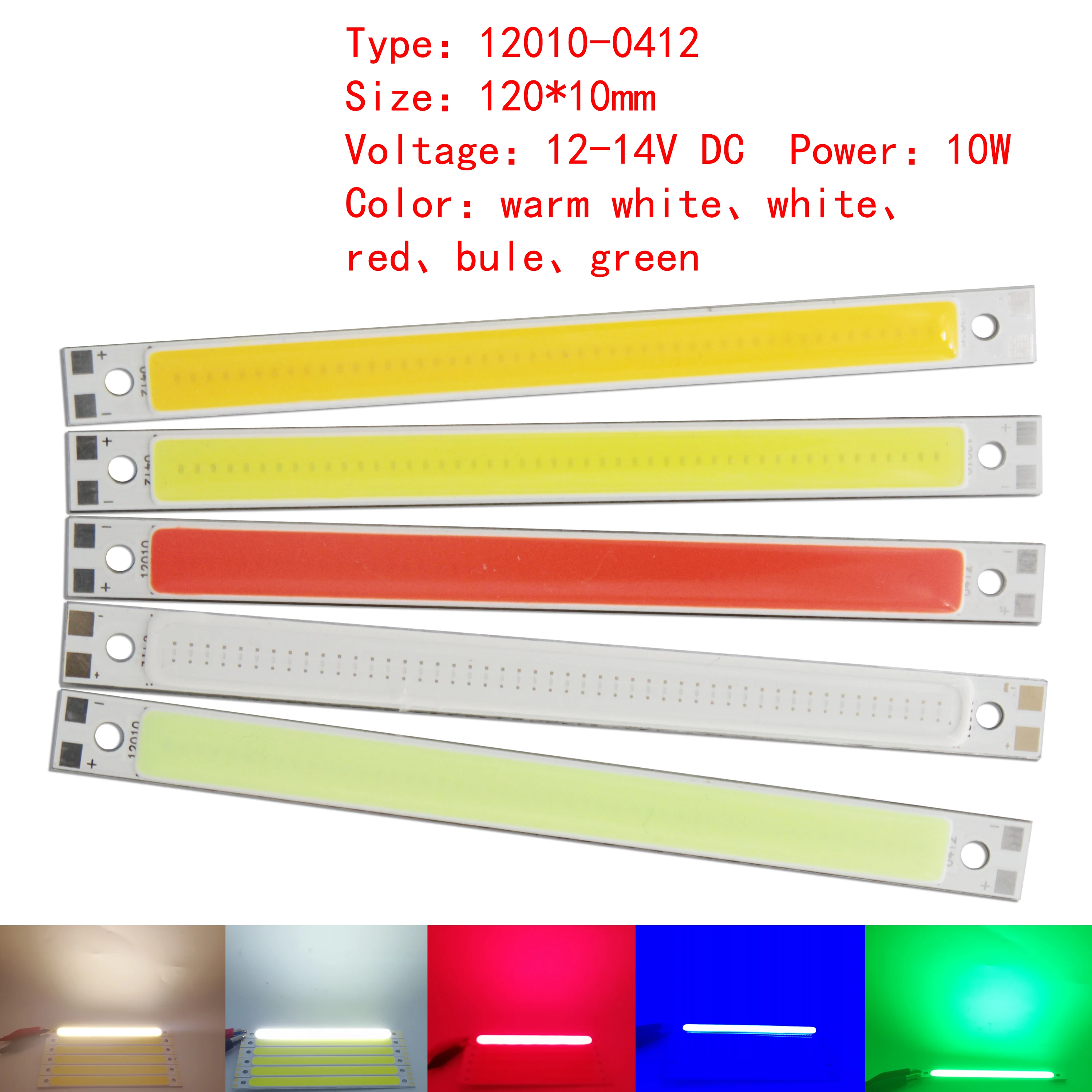 Imagem -03 - Dimmable Led Cob Strip com rf Dimmer Lâmpadas Quentes Chip Bulb Tube Fonte de Iluminação Branco Azul Vermelho Verde 12v dc 120x10 mm 120x10 mm