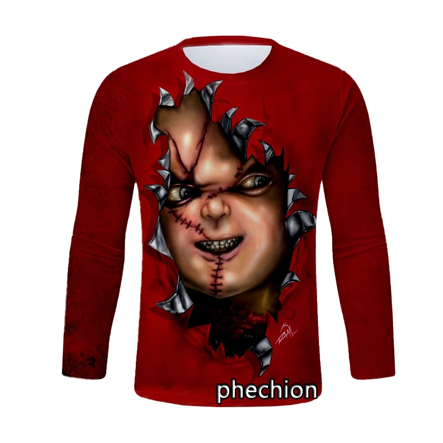 

Новая модная Мужская/Женская футболка phechion с ужасным принтом Чаки 3D, повседневная спортивная летняя футболка в стиле хип-хоп, топы F01
