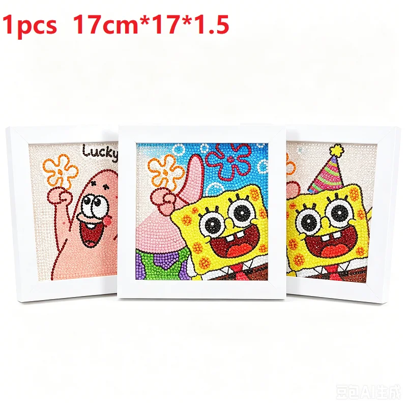 Fashion cartoon SpongeBob handmade children's diamond painting DIY diamond stickers cartoon bedroom decoration craft
