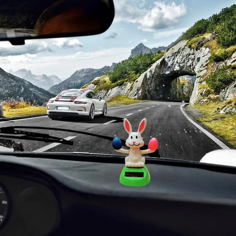 Solar Dancing toy Car Decoration Solar Energy Decoration Shaking Head Doll Cartoon rabbit Shape Decoration  Home Ornaments