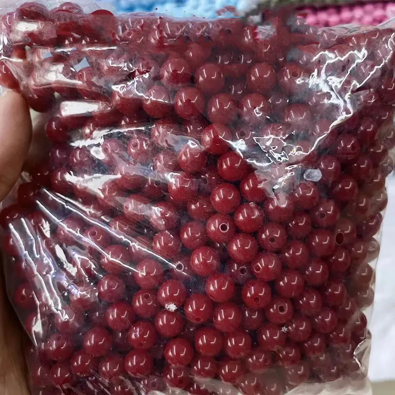 500g 8/10-20MM Autumn Winter Dark Red Color High Quality Acrylic Bead Plastic Beads DIY Beaded Bag Jewelry Making Accessories