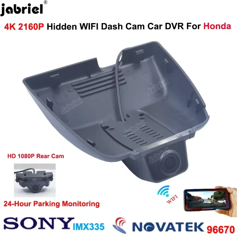 UHD 4K 2160P Car DVR 24H WiFi Front and  Rear Dash Cam Driving Video Recorder For Honda Accord 2018 2019 2020 2021 2022 10th Gen