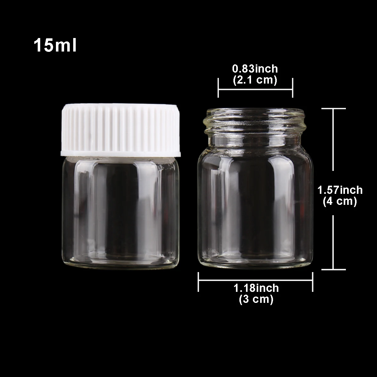 24pcs 30*40mm 15ml Transparent Glass perfume Spice Bottles with White Plastic Screw Cap Tiny Jar Vials DIY Craft