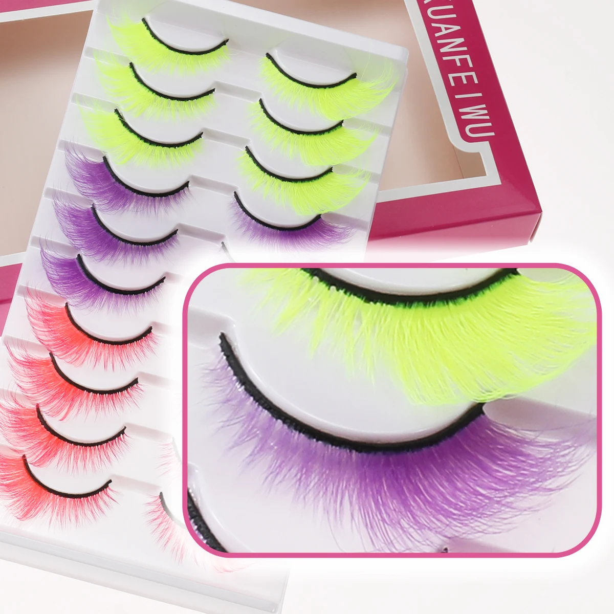 

Xuanfeiwu Красочные ресницы Толстые маскарадные вечерние Хэллоуин Красочные ресницы Рождественские накладные ресницы Жесткие стебли Цельные 5D Пушистые увеличенные глаза Интернет-сницы знаменитостей