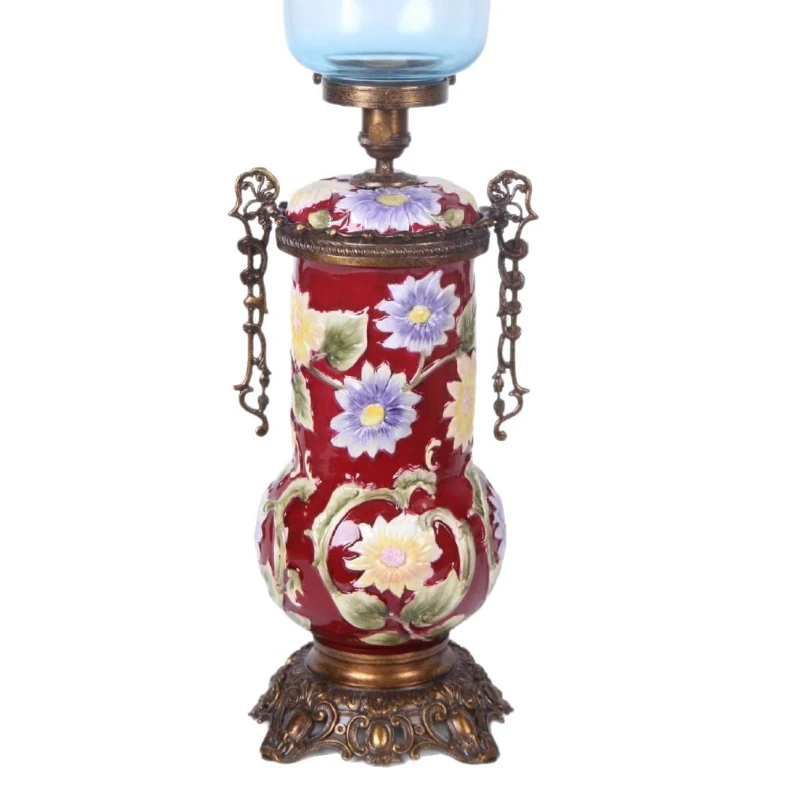 European hand-painted three-dimensional classic ruby red tabletop lamp