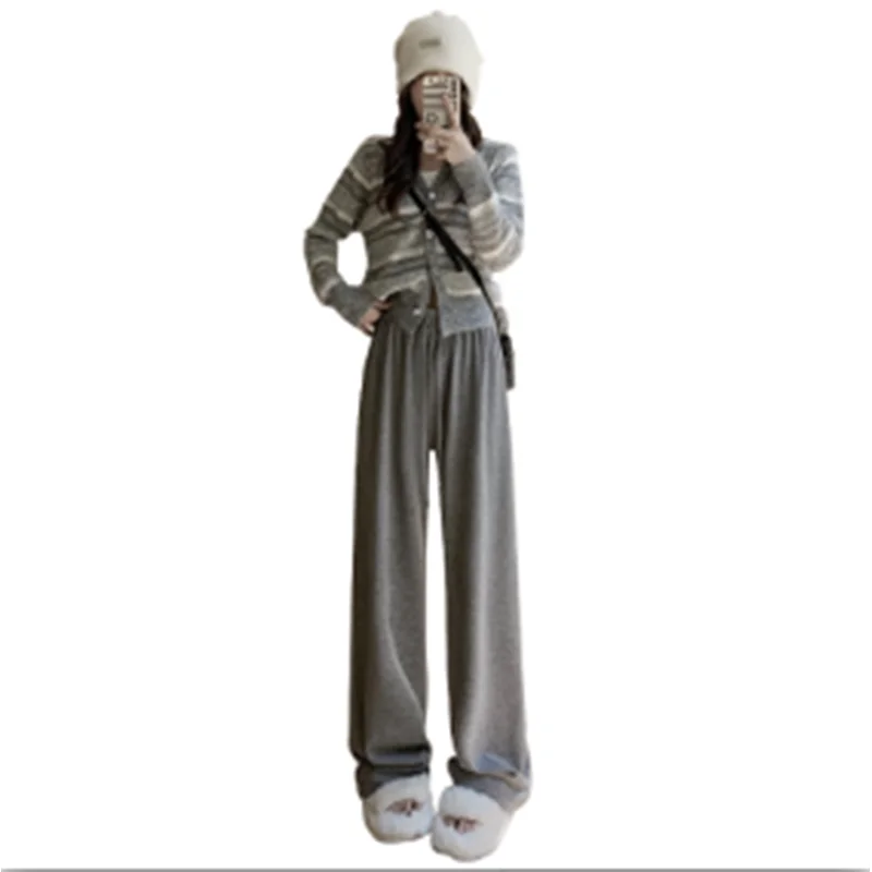 2025 femmes mode solide à lacets taille élastique pantalon droit Vintage taille haute élastique femme Chic dame pantalon