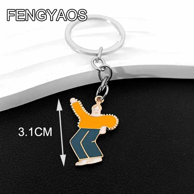 Funny Break Dance Keychain Trend Cute Dancing Men Car Key Pendant New Trinket Gift Keyring