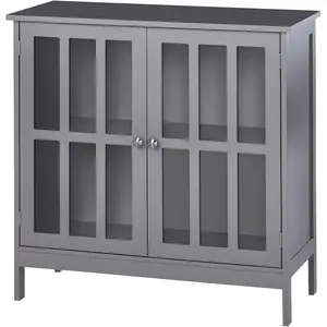 Gray Multi-Function Kitchen Storage Cabinet with 2 Doors for Living Room Use