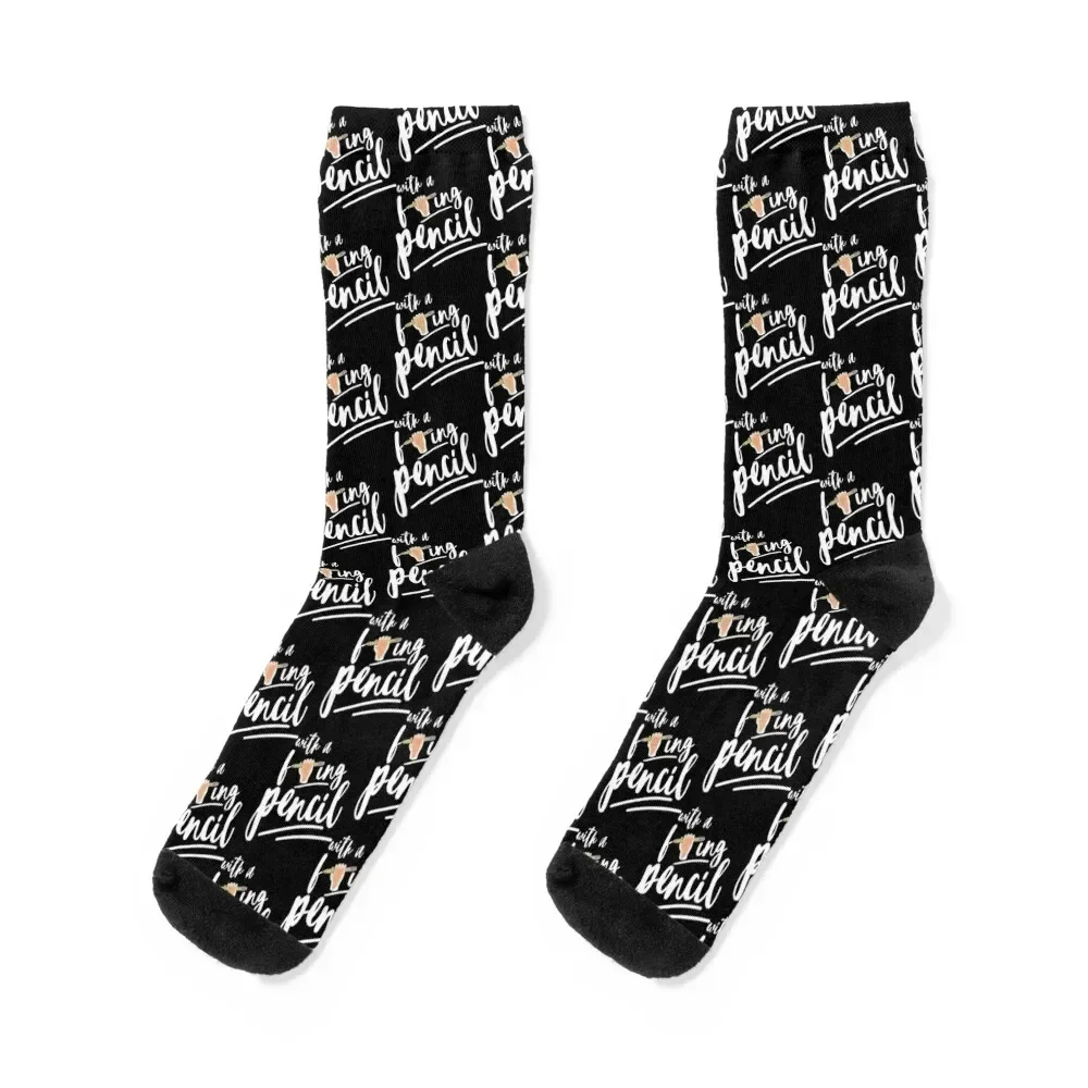 With A F-ing Pencil - John Quotes Socks Non-slip shoes gym Socks Woman Men's