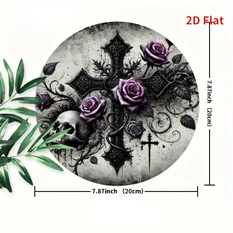 1pc Gothic Rose & Skull Wall Panel - Mysterious Rose and Skull Pattern Decoration Suitable for Living Room, Porch, Bedroom, Entr
