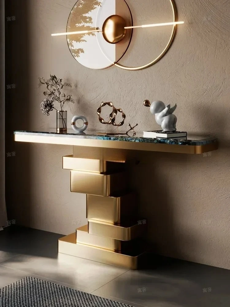 A Hotel entry luxury stone entrance table corridor art end scene table