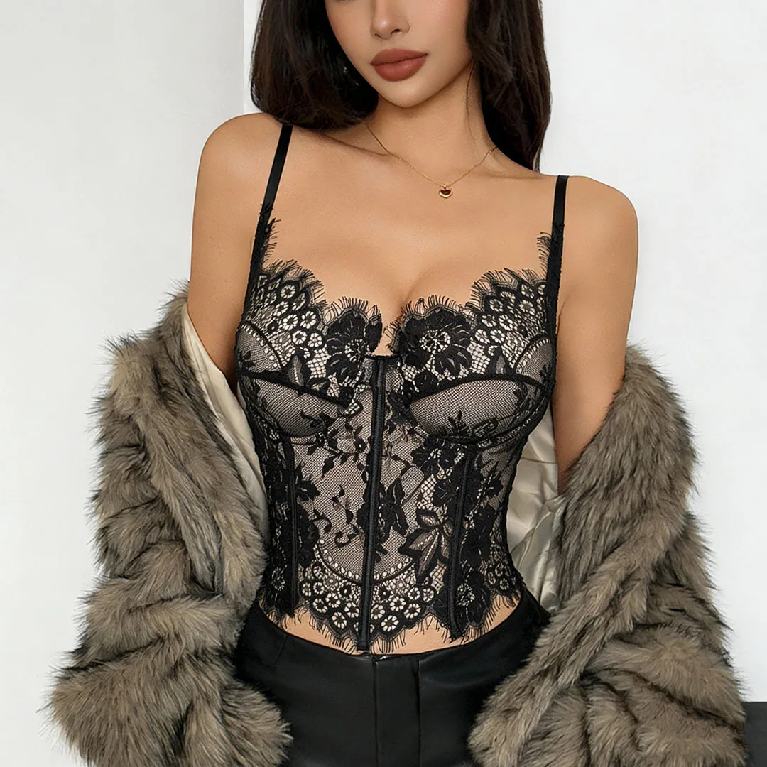 Popular Hollow-out Wear Lace Suspender Corset European And American Spice Girls Sexy Party Party Stage Fishbone Corset
