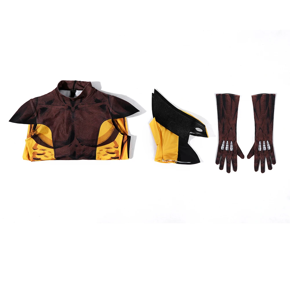 X-Men Wolverine Cosplay Jumpsuit Masker Handschoenen Mannen Superheld Wolverine Cosplay Kostuum Zentai Halloween Party Bodysuit Mannelijke Set