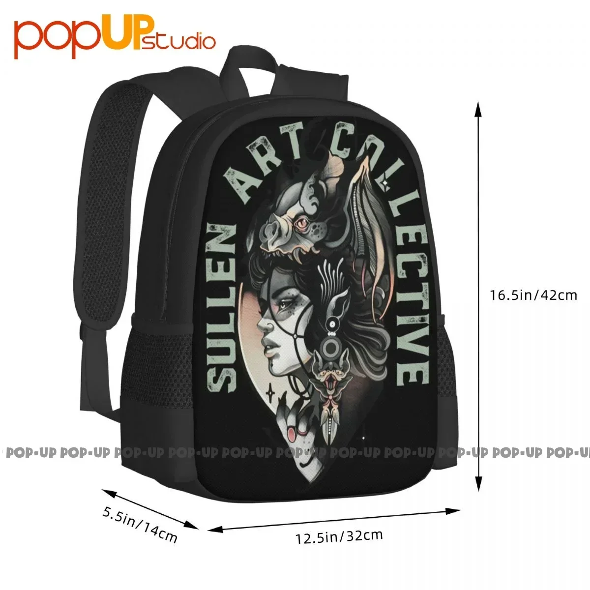 Sullen Art Collective Moonlight Bat Woman Urban Tattoos Ink Backpack Kapasitas Besar Dapat Dilipat Kapasitas Besar