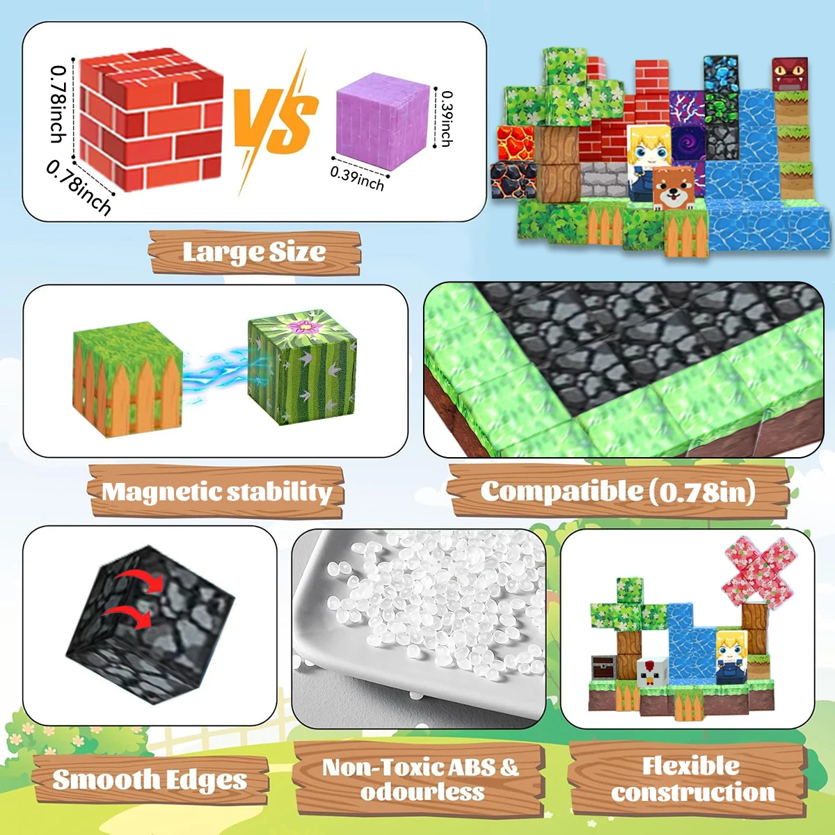 磁気ビルディングブロック マグネットキューブセット STEM モンテッソーリ感覚玩具 子供用 男の子 女の子 3歳以上 DIYモデル