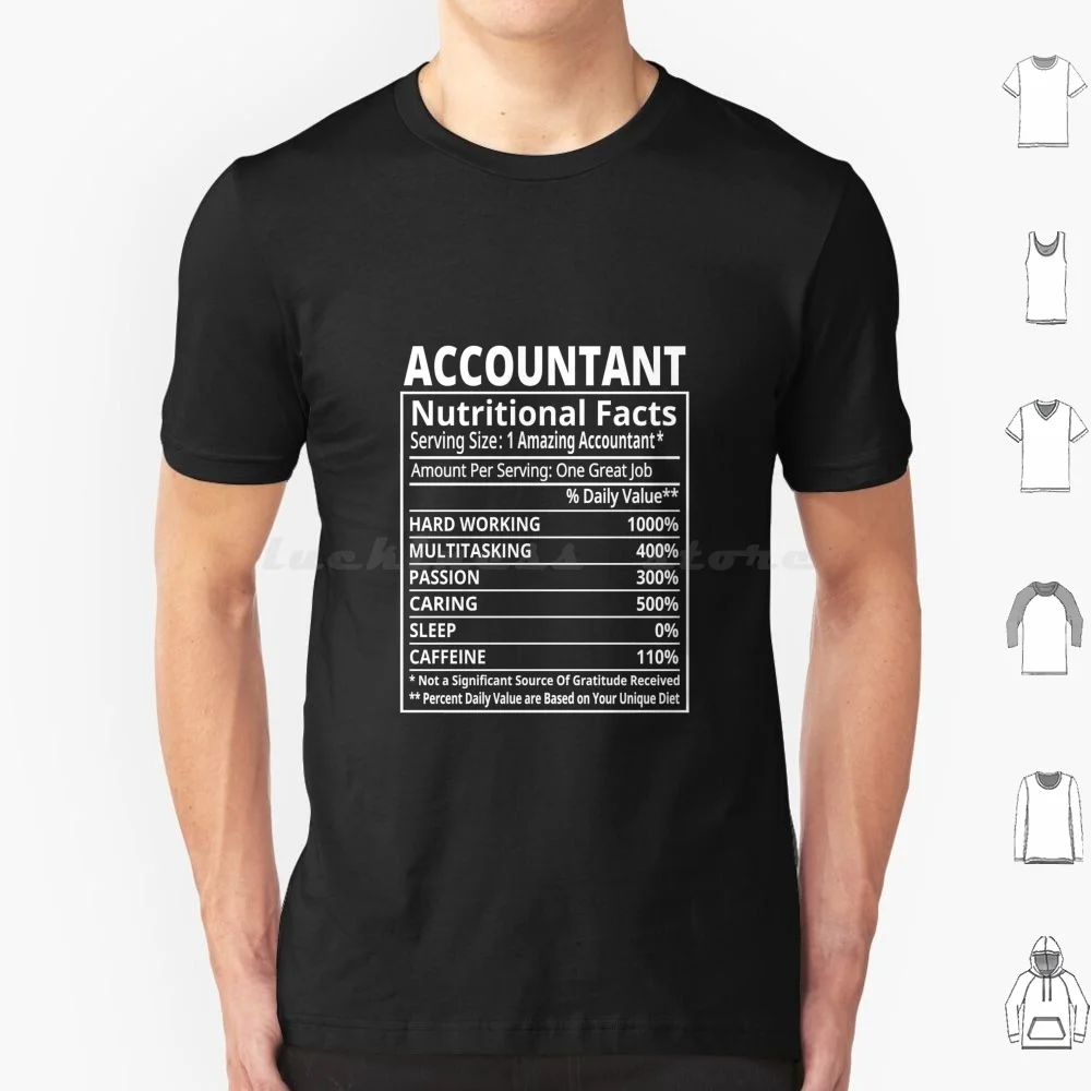 Camiseta de 100% algodón para contador de datos nutricionales, camiseta de gran tamaño