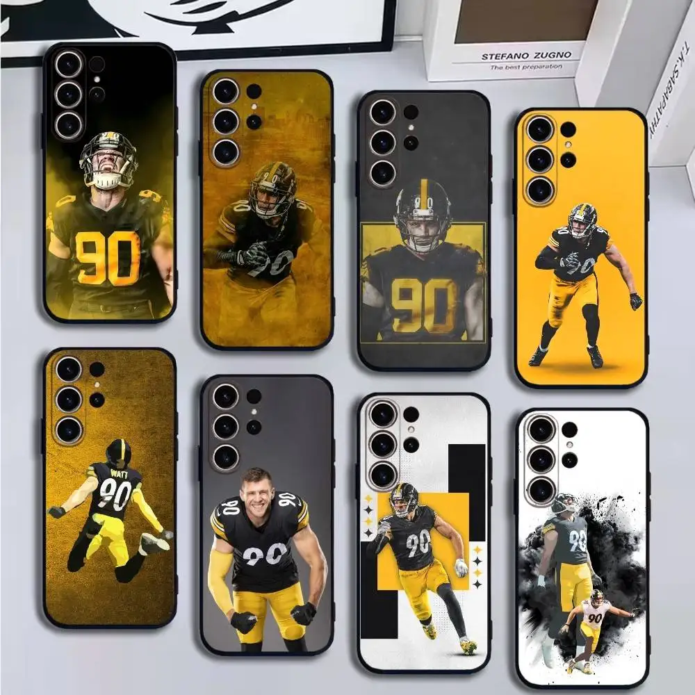 

Pro Football T.J. Watt Phone Case For SamsungS25,24,21,22,23,30,Ultra,20,Plus,Fe,Lite,Note,10,9,Soft Black Cover