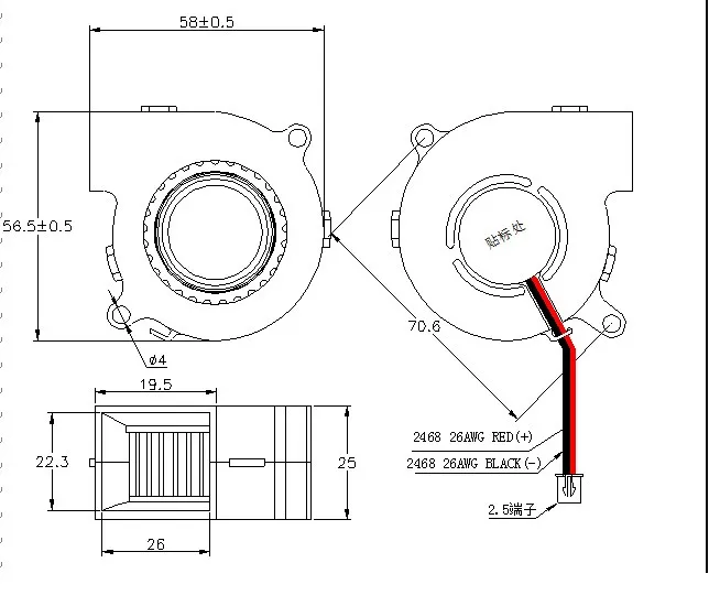 SXDOOL DC Cooling 2Pin 60x60x25mm 6cm 60mm Small PC Centrifugal 12V 24V Dual Ball Bearing Blower Fan