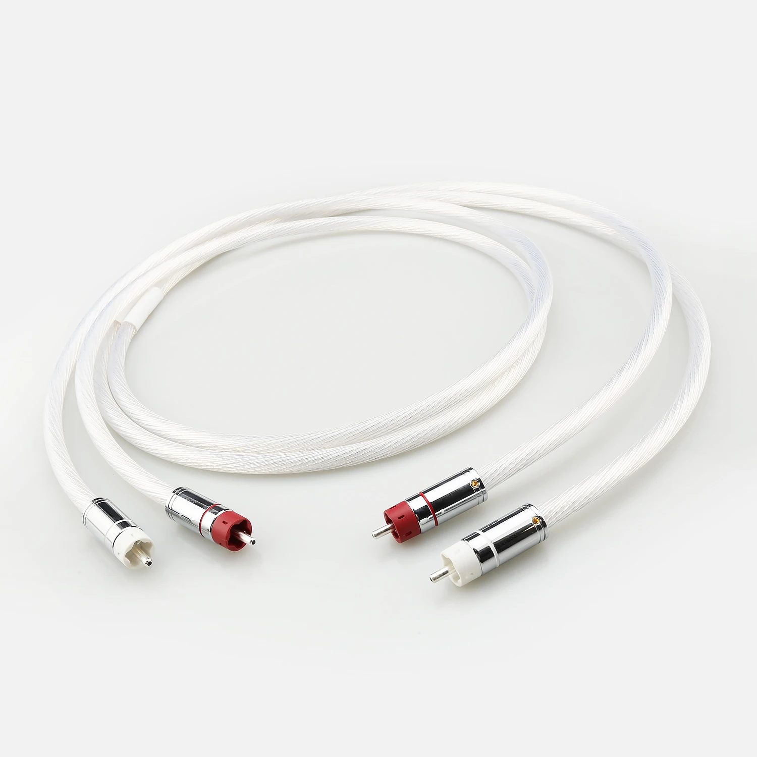 Pair OCC Silver Plated RCA Audio Interconnect Cable HiFi 2RCA to 2RCA Signal Wire Audiophile Grade Cord for Amplifier CD Player