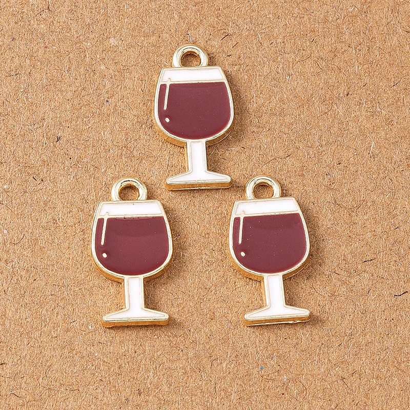 10pcs Cute Enamel Red Wine Bottle Pendant Charms for Jewelry Making Necklace Earrings Handmade Bracelet Accessories Supplies