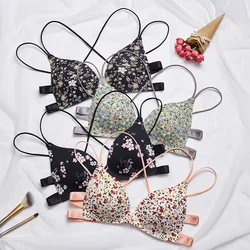 2020 New Fashion Floral Print Girls Bra Fashion Women Underwear Front Buckle Underwear Seamless Cross Back Women Push Up Bras