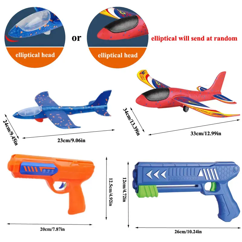HH Kids 24/34cm Foam Plane Launcher Outdoor Toy for Boys Sport Catapult Game Children Girl Birthday Xmas Gifts