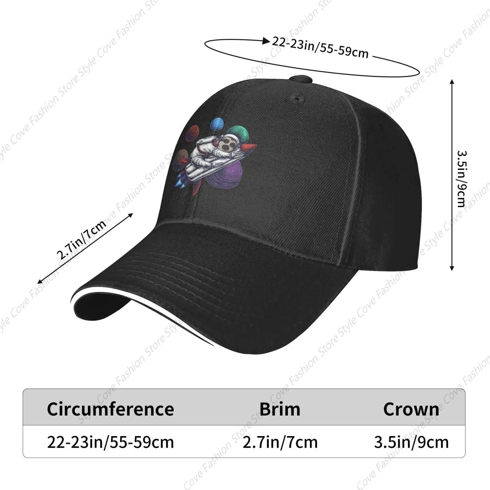 Sloth Astronaut Baseball Cap Unisex Baseball Cap Versatile Sun Protection Hat Adjustable Fishing Cap For Outdoor Travelling