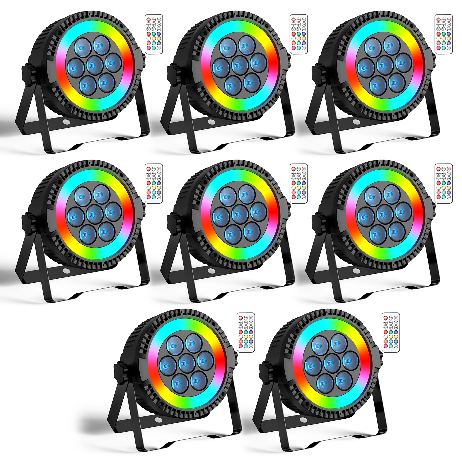 7LEDs + 48 SMD LED Stage Lights 2-in-1 Par RGBW/DMX DJ Lights 6/10CH Party Light 4 Control Modes LED Spotlight DJ Light Effect