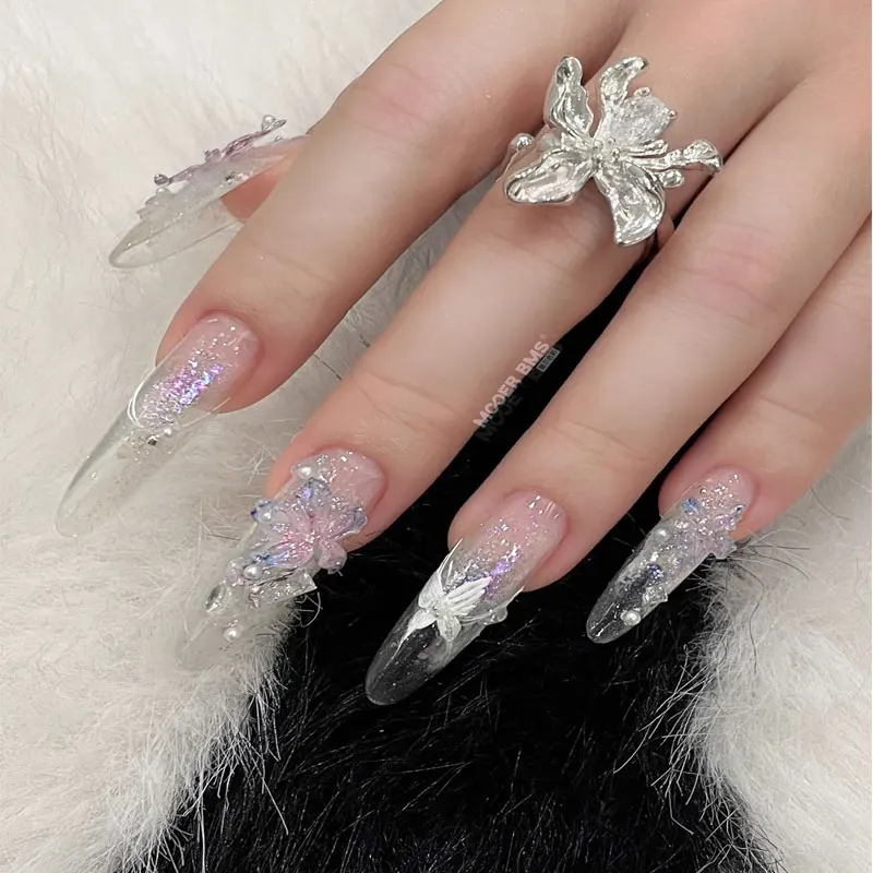 Modelli per nail art Stampo per unghie Fiore di cristallo di ghiaccio Tulipano Fiocco 3D Silicone Acrilico Rilievo Decorazioni per unghie fai da te Strumenti di progettazione per manicure