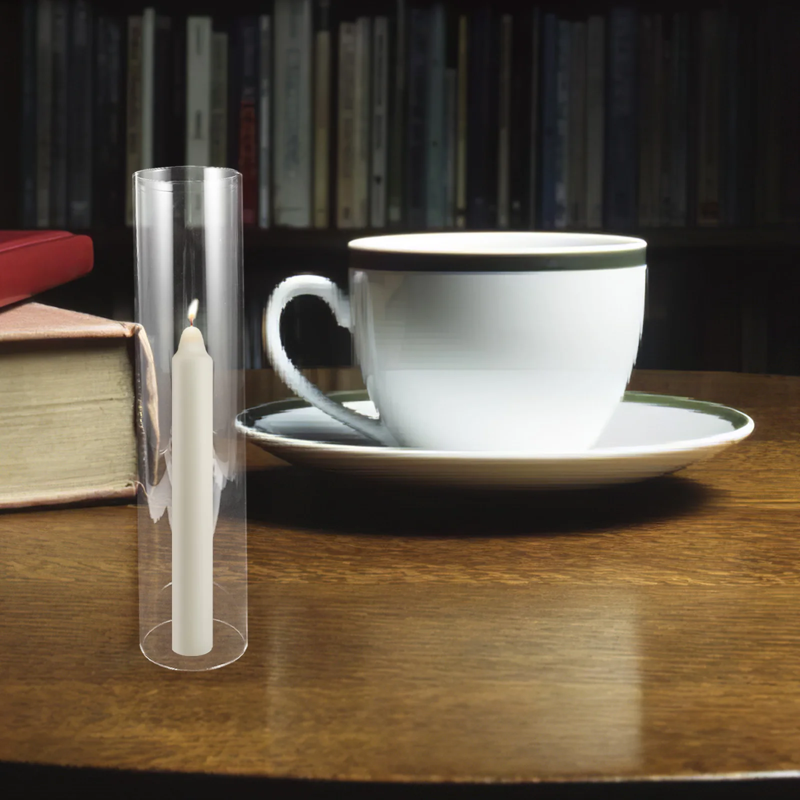 2Pcs Glass Hurricane Shade Clear Windproof Cylinder Cover for Pillar Candles Tall Holder Outdoor Wedding Party Decor