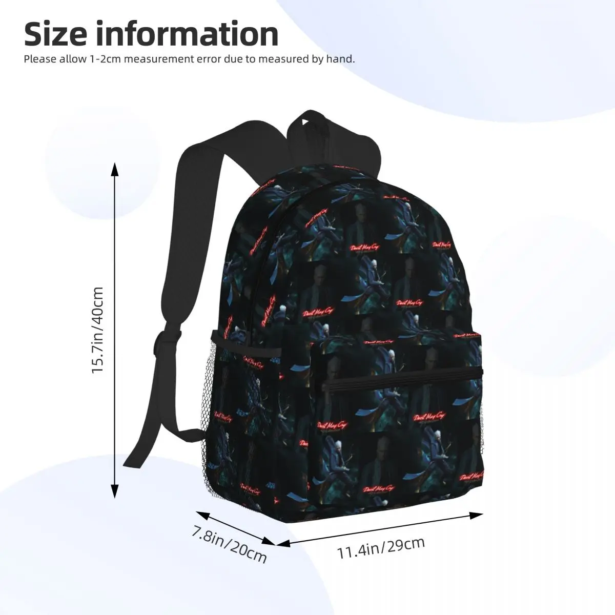 Vergil From The Devil May Cry Series Student Backpack School Bag Hiking Travel Daypack for Men Women Bookbag Shoulder Bags