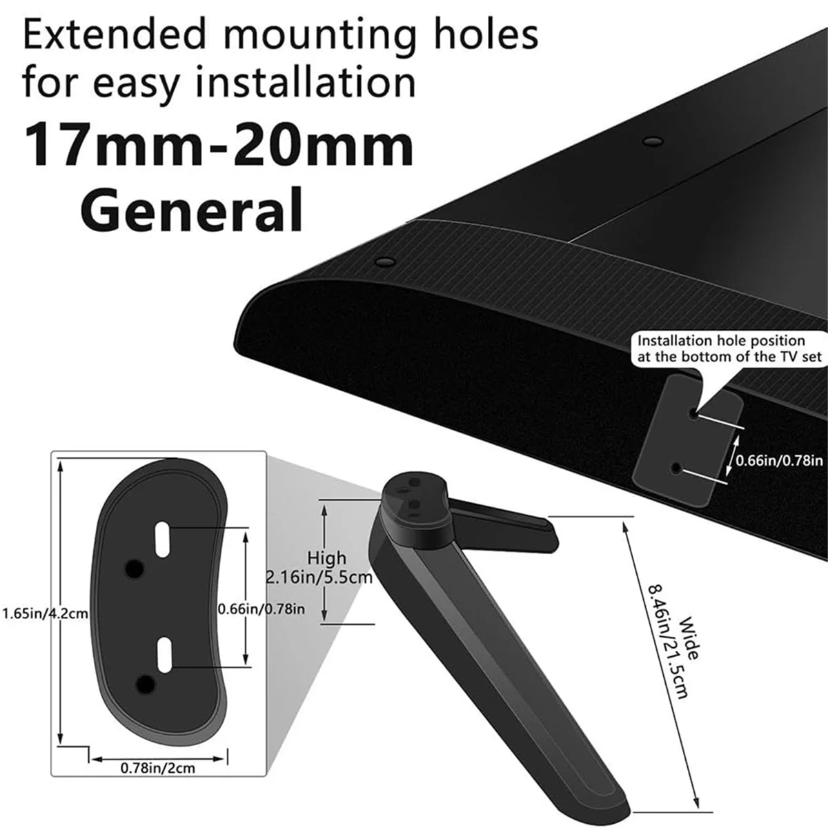 HOT Universal TV Stand, Table Top TV Stand Base Replacement, TV Base Pedestal Feet TV Stand Mount Legs 17mm-20mm