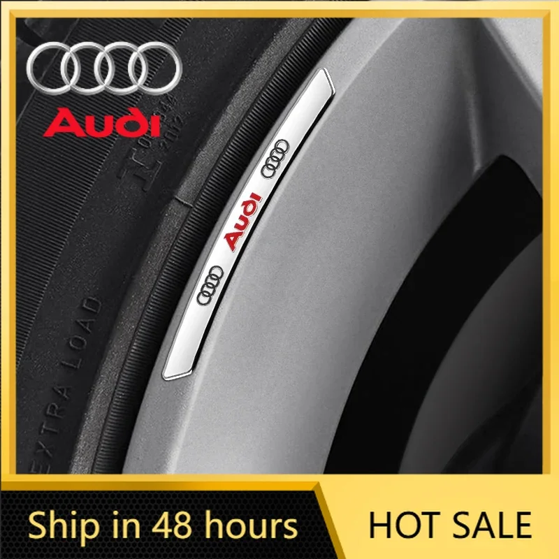 

2025 Hot 4Pcs AUDI Wheel Hub Stickers Wheel Rims Aluminium Decoration Strips For Audi quattro Q1 A3 A4 A6 A5 Q5 A1 Q7 Q3 Q2 Q8 A