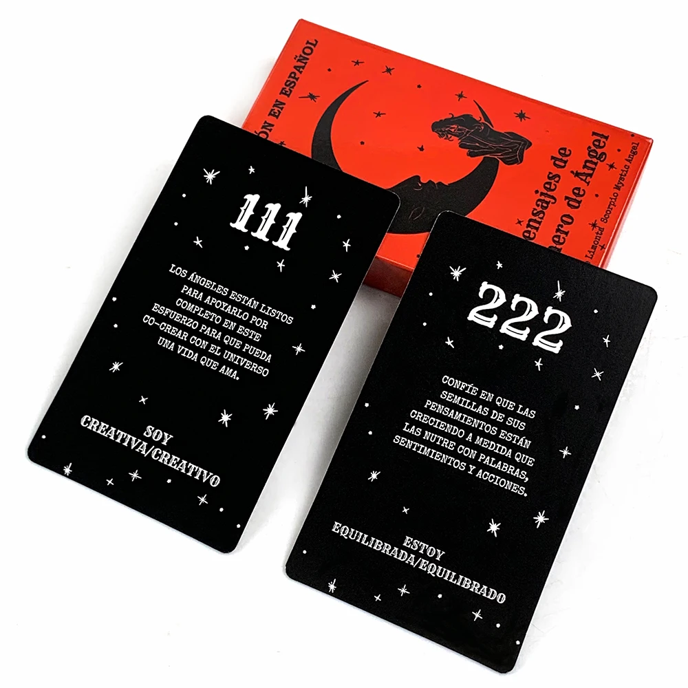 Oráculo En Español Mensajes De Número De Ángel 53pcs Cartas, Números Angelicales Angel Number Messages Oracle Cards Party Game