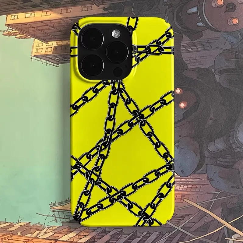

Yellow Iron Chain Art Phone Case for IPHONE 17 Air 16E 15 PROMAX 14 Plus 13 12 MINI 11 PRO 16Plus XR XS MAX Acrylic Phone Cover
